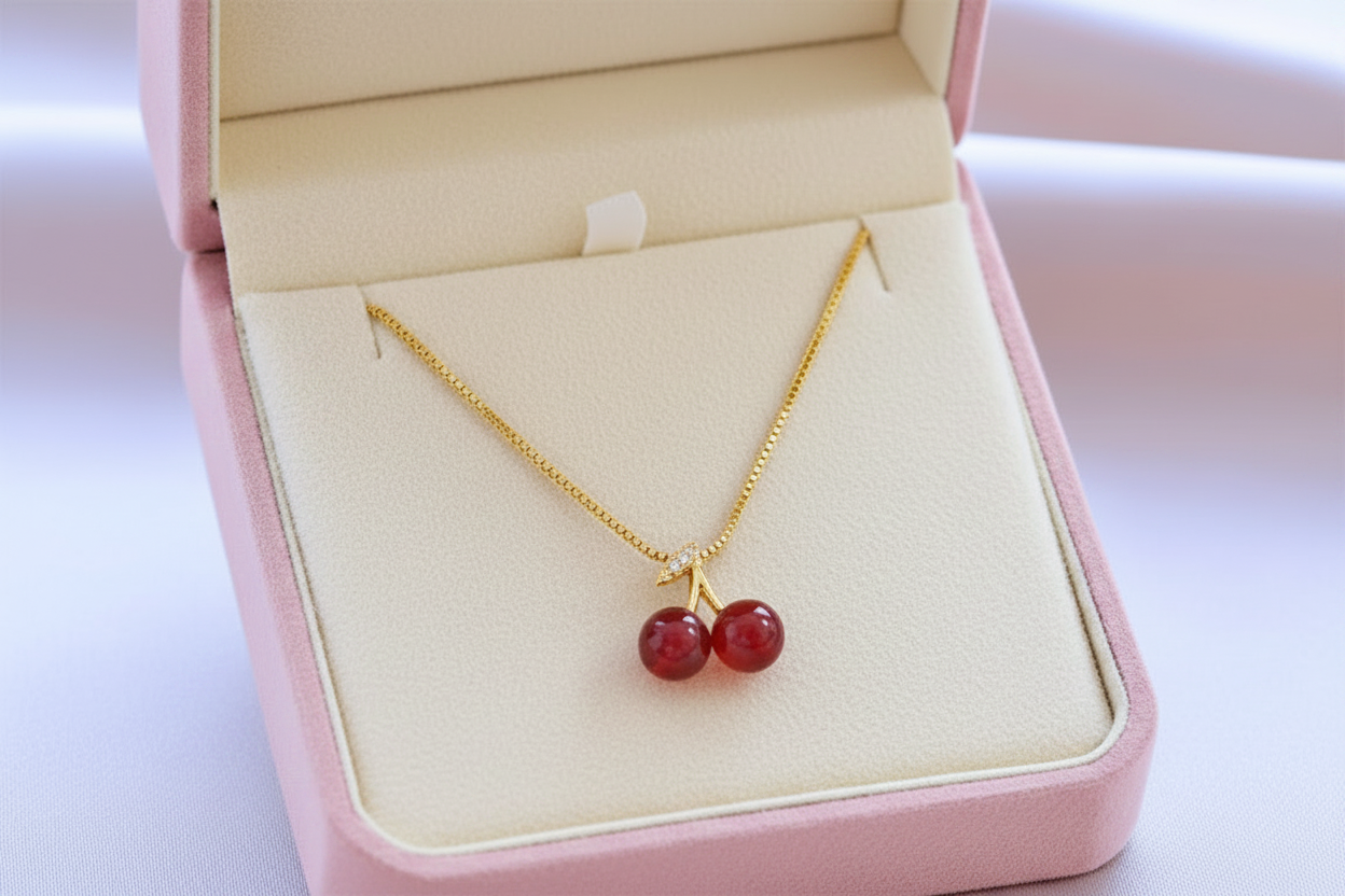Dainty Cherry Pendant Necklace