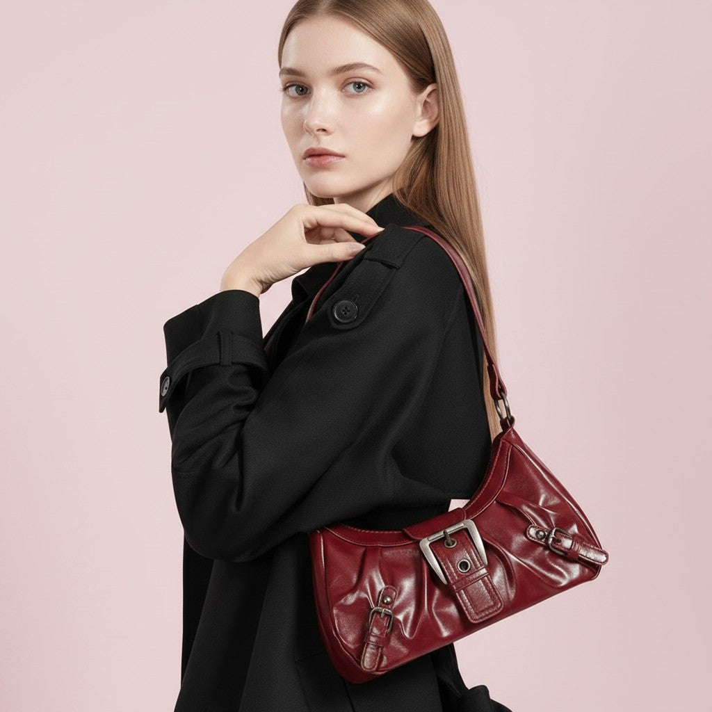 Cherry Noir Mini Hobo Shoulder Purse