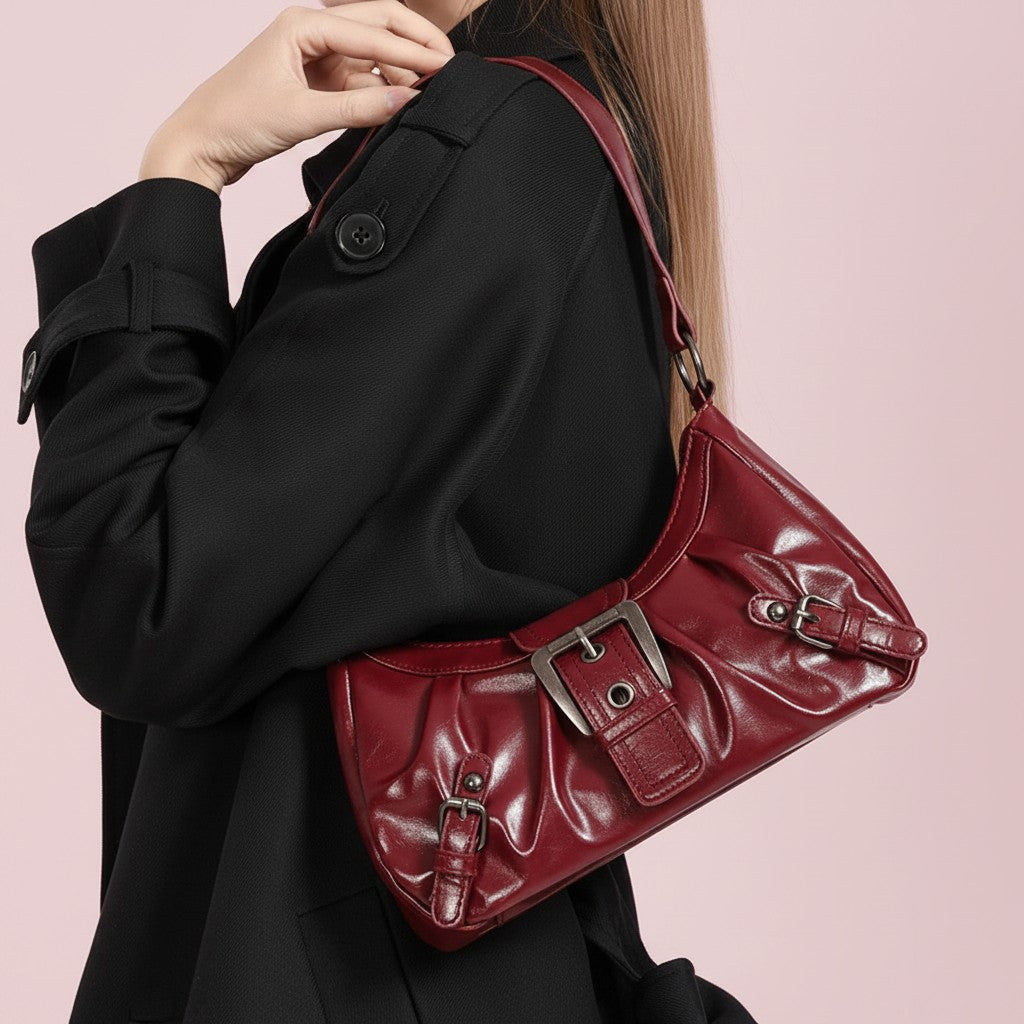 Cherry Noir Mini Hobo Shoulder Purse