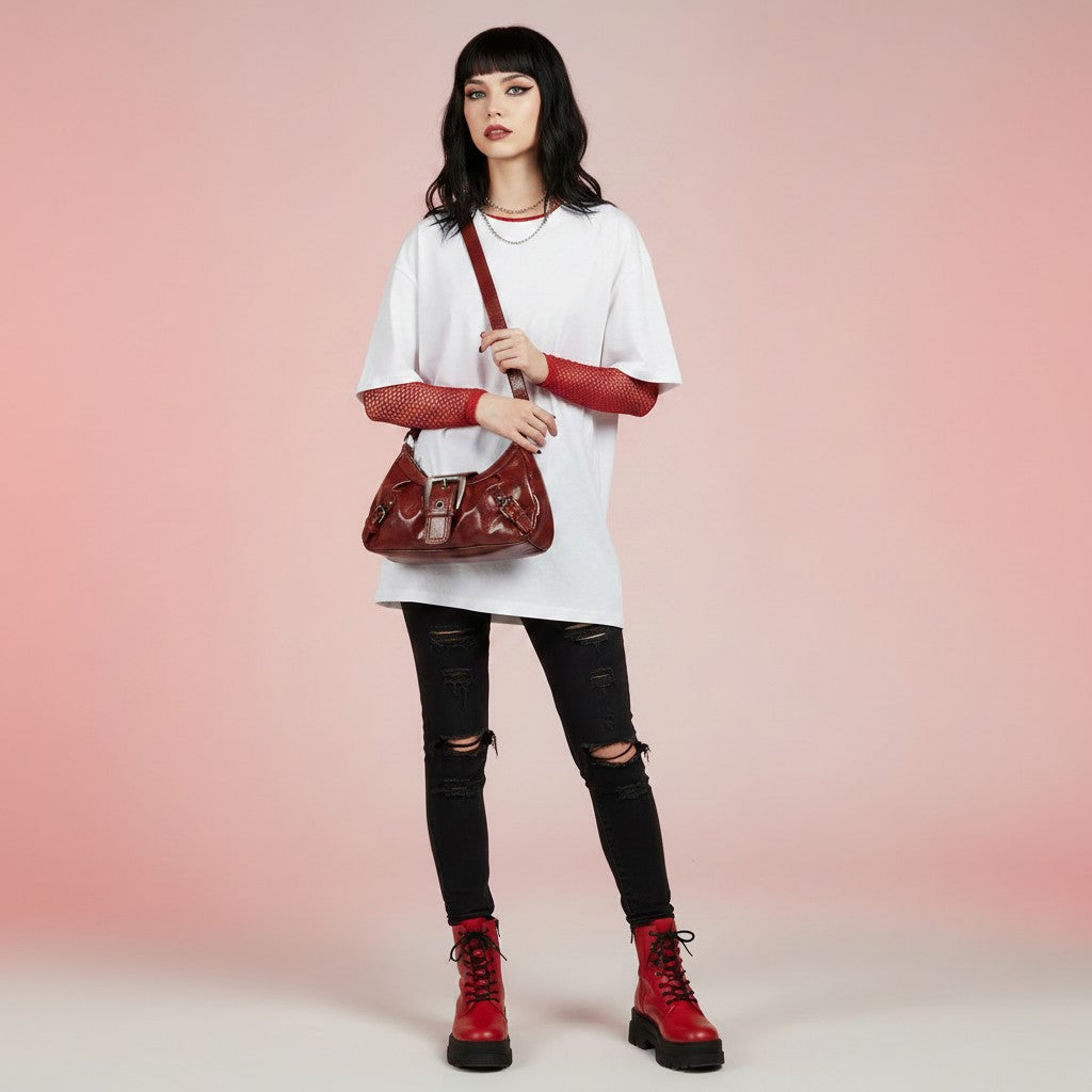 Cherry Noir Mini Hobo Shoulder Purse