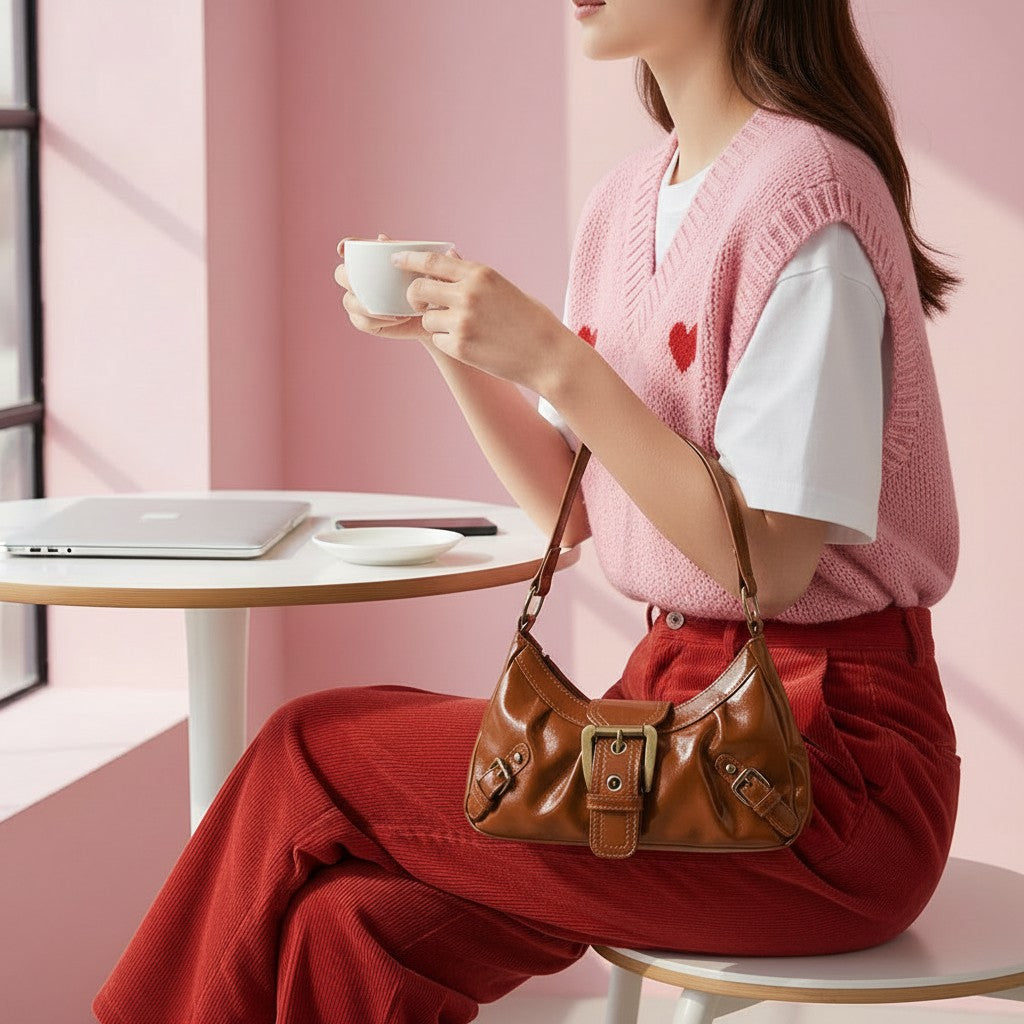 Cherry Noir Mini Hobo Shoulder Bag