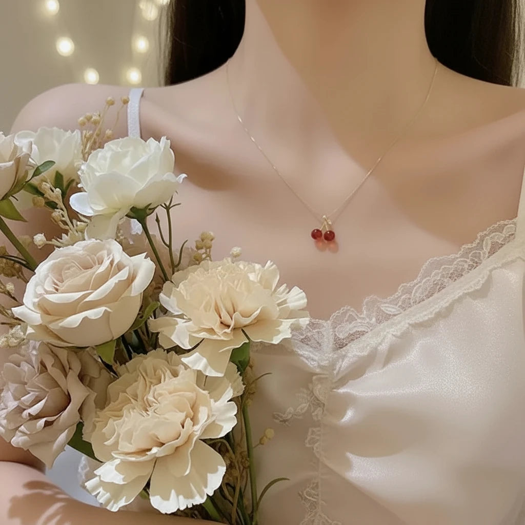 Dainty Cherry Pendant Necklace