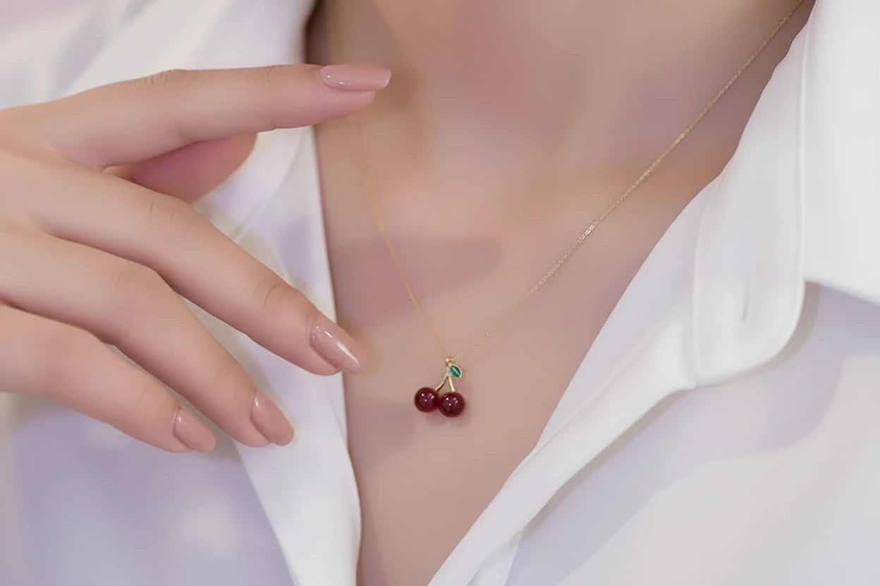 Dainty Cherry Pendant Necklace