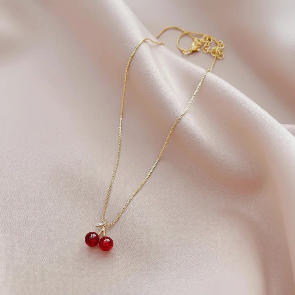 Dainty Cherry Pendant Necklace